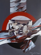 Carlo Giusto, Composizione in grigio, 2000, olio e collage su tela, cm. 40x30